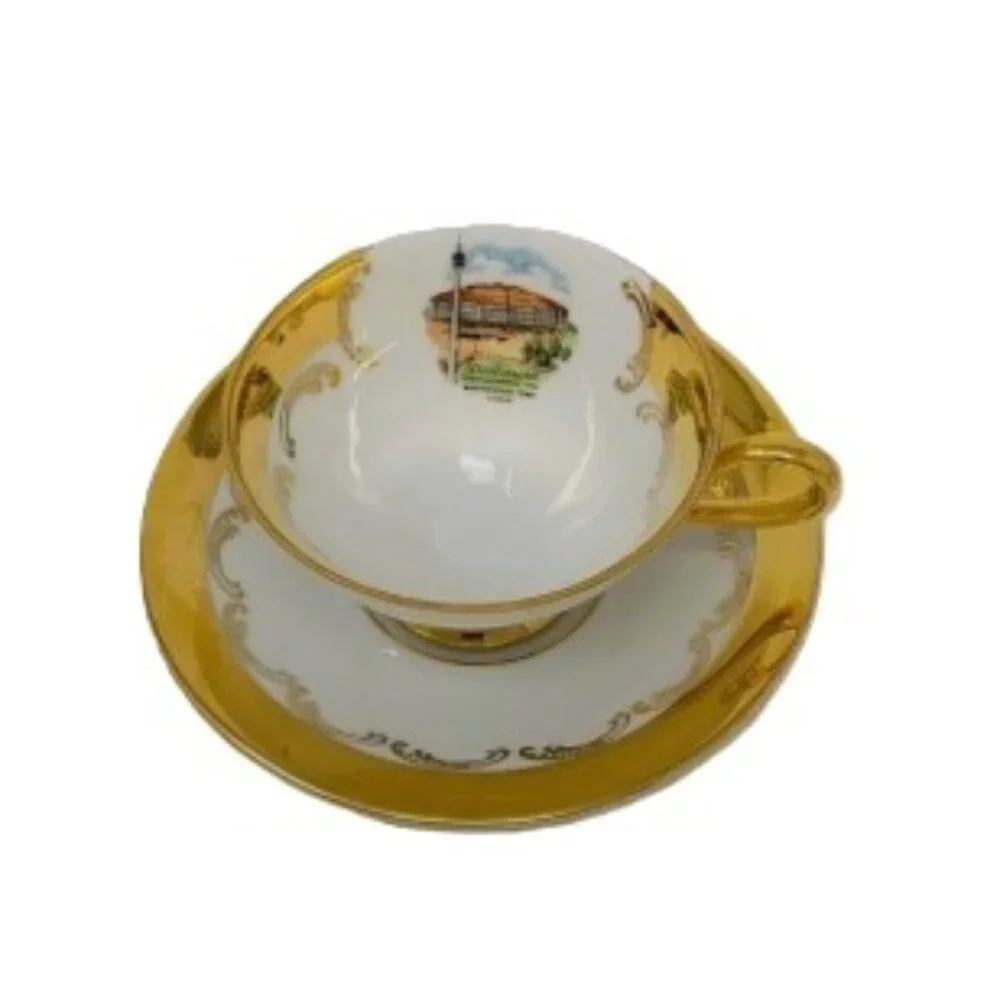 Edelstein | Gilded Demitasse Cup Saucer Vintage Bavaria Porcelain Collectible